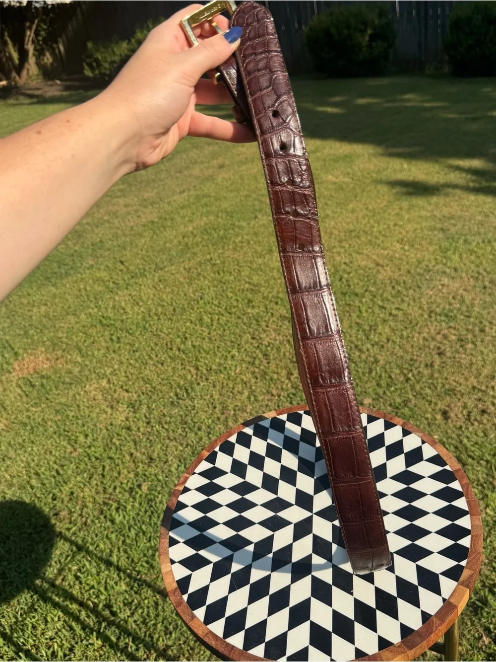 W. Kleinberg Neiman Marcus Matte Alligator Belt Brown 42